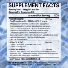 60 Billion CFU Probiotics – Daily Digestive Gut Health Supplement for Men Women