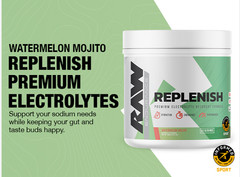 RAW Replenish Electrolyte Powder Watermelon Mojito 60 Servings EXP 07/26 NEW