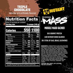Fit Foods Mutant Mass – Muscle Mass Gainer Triple Chocolate 5 lbs / 2.27 Kg