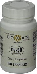 Bio-Tech Pharmacal D3-50 50,000 IU, 100 Capsules Ð All-Natural Supplement Ð Supp