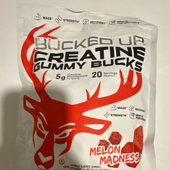 Bucked Up Creatine Monohydrate Gummies 5g 20 Servings Melon Madness Exp 04/2027