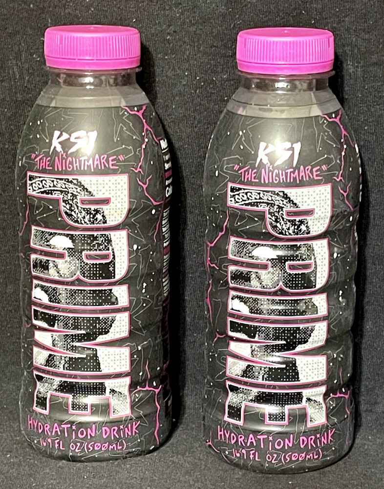 Prime KSI The Nightmare Limited Strawberry Cream Hydration Drink 2 Bottles 16.9