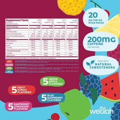 Wellah Get-Going Pre-Workout Variety Pack (20 Stick Packs) – 200mg of Caffeine