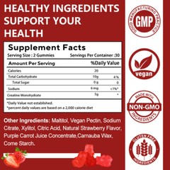 Creatine Monohydrate Gummies Muscle Gain 5000 mg per serving (5 g)