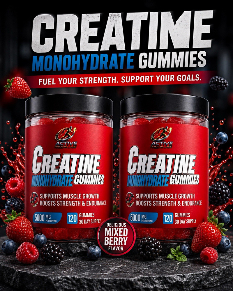 Active Health Labs Creatine Gummies Mixed Berry 5000mg Vegan Non-GMO 240. Ct.