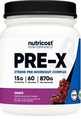 Nutricost Pre-X Xtreme Pre-Workout Complex (Grape) 60 Servings – Great Taste