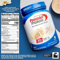 Premier Protein 100% Whey Protein Powder, Vanilla Milkshake, 30g Protein, 23.3oz