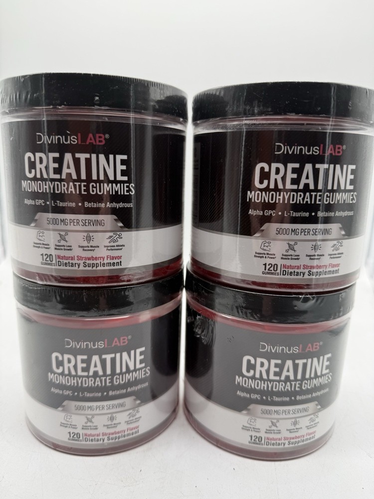 Creatine Monohydrate Gummies 5g Pre Workout For Building Muscle 4 PACK – 120 Ct