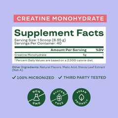 Bloom Nutrition Creatine Monohydrate Powder Raspberry Lemon 40-svg EXPIRES 1/29