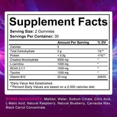 Creatine Monohydrate 2500mg- 60 Gummies – Performance – Sports Fitness Training