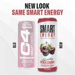 Smart Energy Drink – Boost Focus and Energy 12 Fl Oz (Pack of 12) Black Cherry