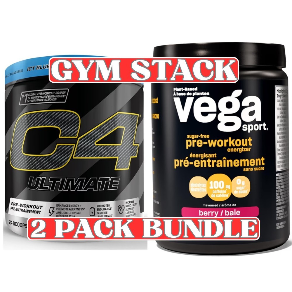 Vega Sport Pre-Workout Berry + C4 Ultimate Icy Blue Razz 64 Servings