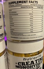 Nutravita Creatine Monohydrate Chews (5g) Pineapple 60 Count EXP 03/27