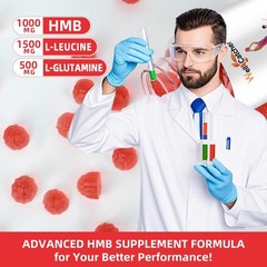 HMB and Leucine Amino Acid Gummies: HMB Supplements for Men Women with L-Glut…