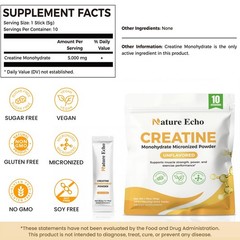 Creatine Monohydrate Micronized Powder – 10 Single-Serve Travel Packs 5g – Cl…