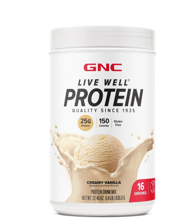 GNC Live Well Whey Protein Powder Creamy Vanilla 25g 16 Servings