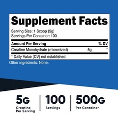 Nutricost Creatine Monohydrate Micronized Powder 500G, 5000mg Per Serv (5g) – 10