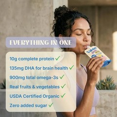 Vitala Organic Protein Smoothie Pouches Kids & Adults DHA Omega-3 (10 CT) Berry