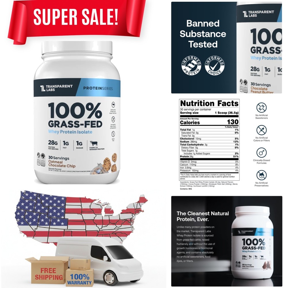 Transparent Labs Grass-Fed Whey Protein Isolate – Naturally Flavored Gluten F…