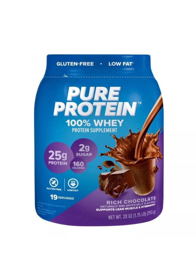 Pure Protein 100% Whey Protein Powder Rich Chocolate 25g Protein 1.75 Lb Adult