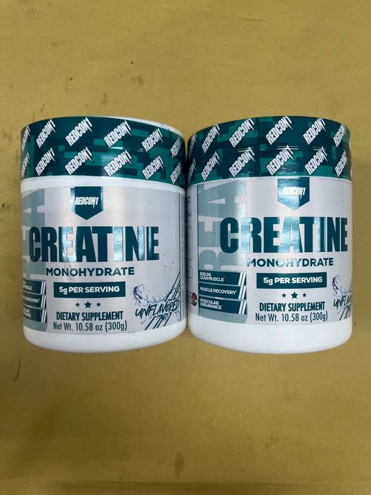 2 New Redcon1 Creatine Monohydrate Unflavored – 10.58oz Each Can Exp. 05/2027+
