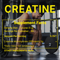 Creatine Monohydrate 60 Servings Micronized Powder 10.6oz Unflavored Muscle Gain