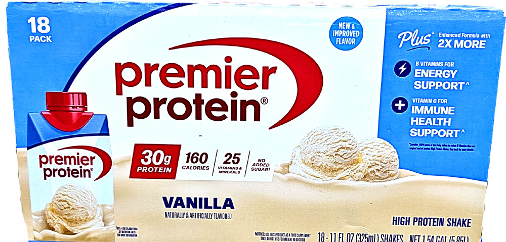 Premier 30g Plus High Protein Shake Vanila 18 Ct x 11 Fl Oz 10/26 EXP 01/2027