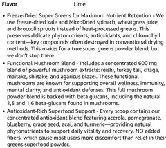 PEScience GREENS & SUPERFOODS 8 oz Size (30 Serv) Natural Lime Flav BEST BY 4/26