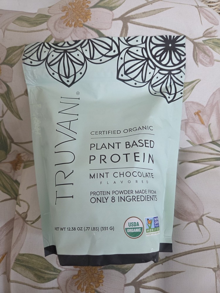 Truvani Organic Mint Chocolate Plant-Based Protein Powder 12.38 Oz Exp 1/2027