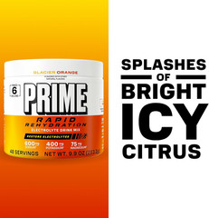 Prime Rapid Rehydration Electrolyte Powder, Glacier Orange, Sugar Free Hydration