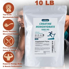 Pure Creatine Monohydrate 10lbs Powder Micronized 5000mg Per Serving Unflavored