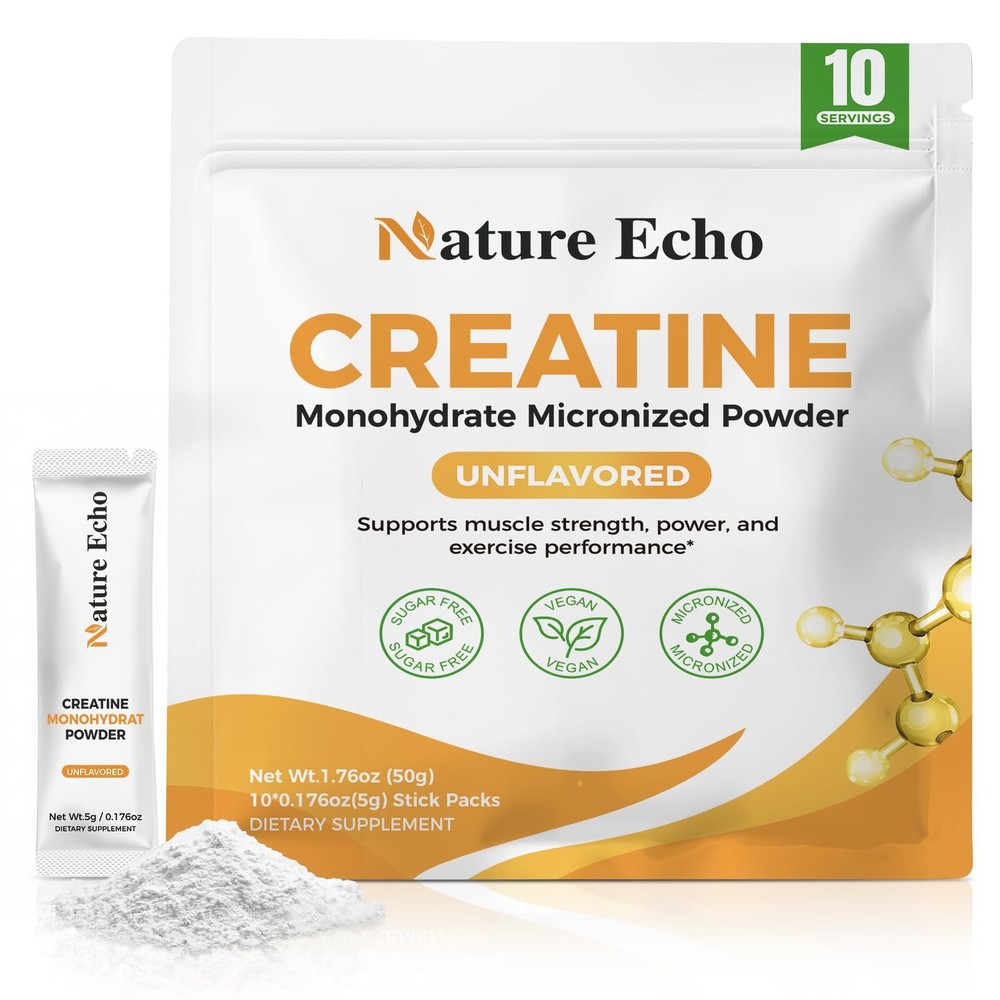 Creatine Monohydrate Micronized Powder – 10 Single-Serve Travel Packs 5g – Cl…