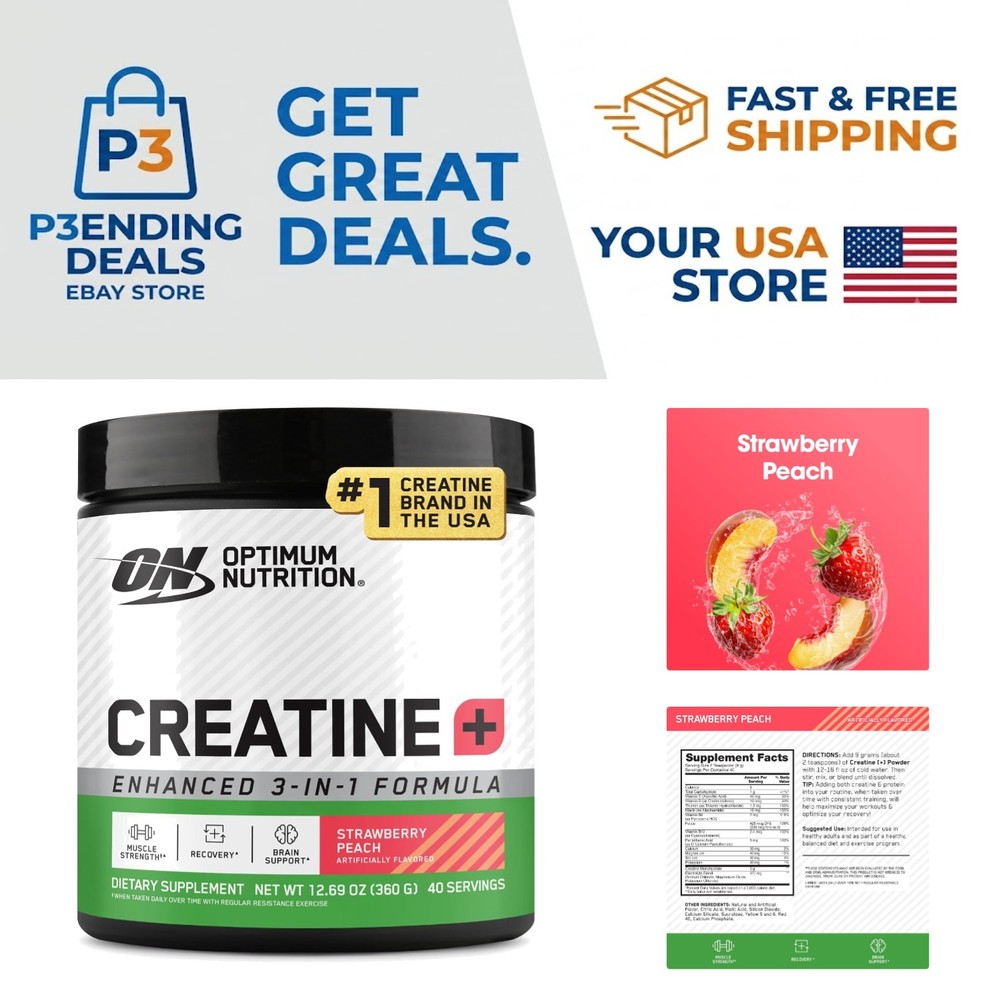 Strawberry Peach Creatine Powder – Gluten-Free, Vitamins & Electrolytes