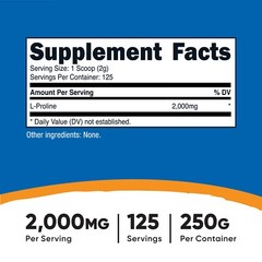 Nutricost L-Proline Powder 250 Grams – 2,000mg Per Serving, Non-GMO