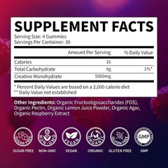 Creatine Monohydrate Gummies 5000mg for Men & Women, Organic Pure Creatine Gummi