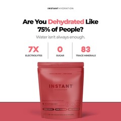 Instant Hydration Electrolyte Powder Sugar Free Raspberry 1220mg 20 Count