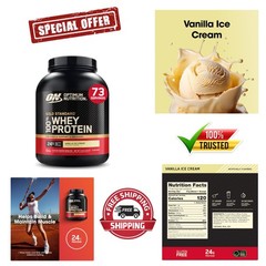 100% Whey Protein Powder – Vanilla Ice Cream, 5 lb for Stronger Muscles