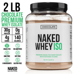 NAKED Chocolate Whey Isolate Protein, Grass-Fed, 24 Servings