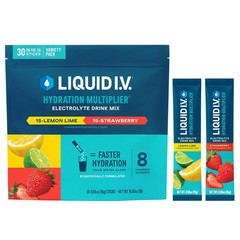 Liquid I.V. Hydration Multiplier 30 Sticks Lemon Lime & Strawberry Variety Pack