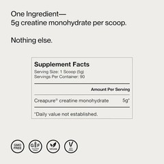 Momentous Creatine Monohydrate Powder – NSF Certified – 90 Servings