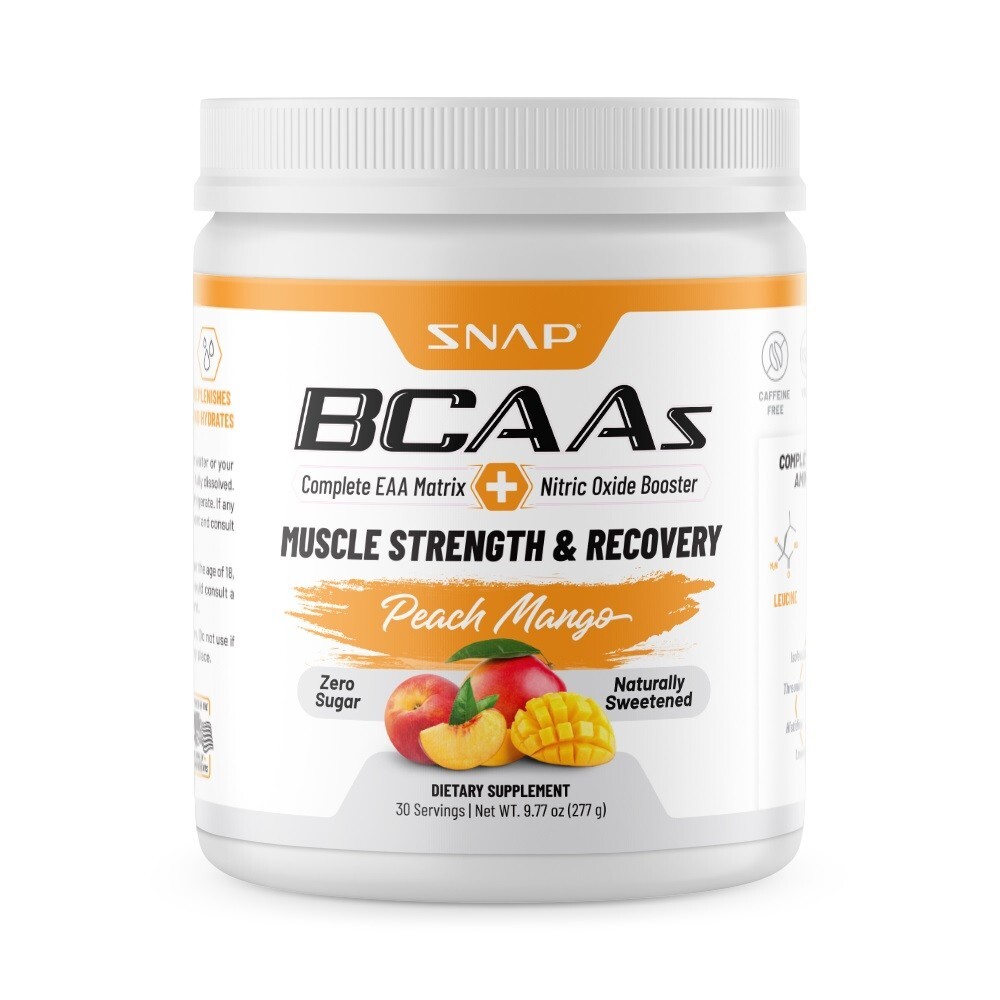 BCAA Powder Peach Mango Post Workout Muscle Strength & Recovery – 30 Servings
