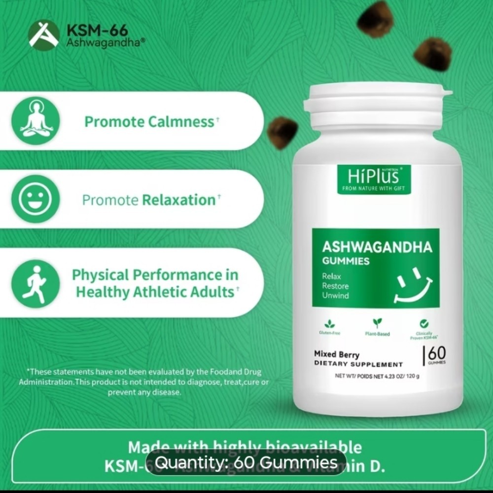 Ashwaganda Ksm-66 Gummies Berry 🫐 Flavor I Month Supply Cortisol Reduction