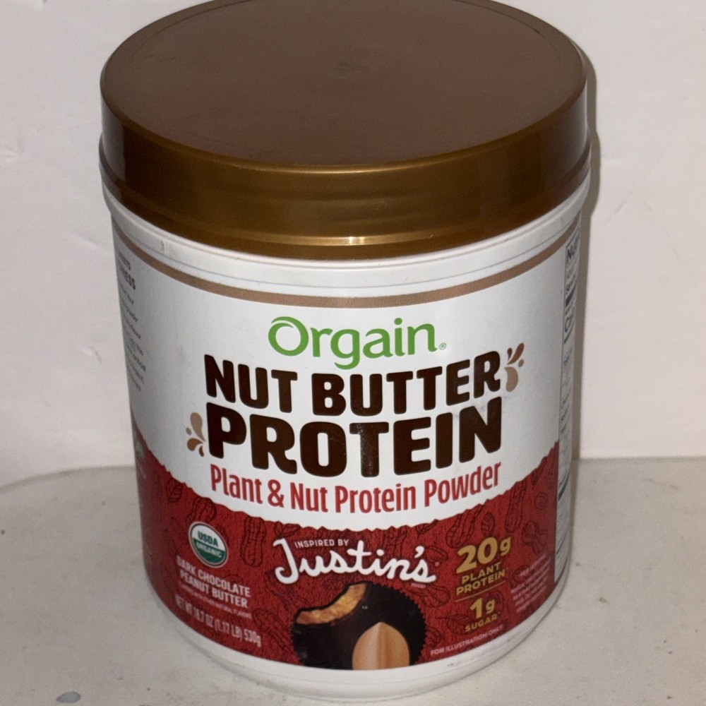 Orgain X Justin’s Organic Nut Butter Protein Powder Chocolate Exp6/17/26 1.17lb