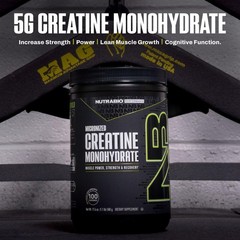 NutraBio Pure Micronized Creatine Monohydrate Powder Supplement, 500g, White