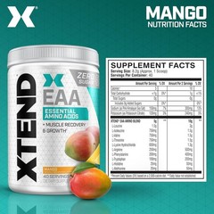 Mango XTEND EAA + BCAA Supplement – 10g EAAs, 40 Servings for Lean Muscle Growth