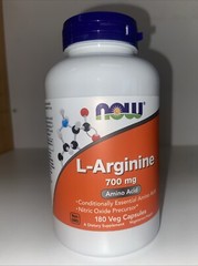 NOW Supplements, L-Arginine 700 mg, Nitric Oxide Precursor*, 180 Veg Capsules