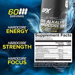 EFX KRE ALKALYN HARDCORE Creatine Energy Fat Loss Caffeine VALUE SIZE 180 Caps