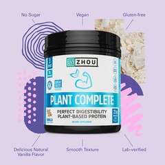 Vegan Protein Powder 1.11 lb Plant Based Rice Pea Protein Smooth Digestion