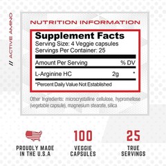 Purus Labs L-Arginine Pump & Grow Active Amino – 100 Capsules