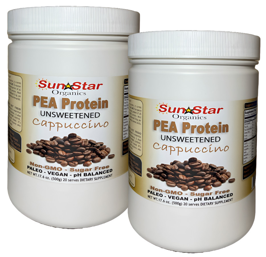 Pea Protein Powder – Cappuccino – Plant Based, Soy Free, Non-GMO 17.6oz (2 PACK)